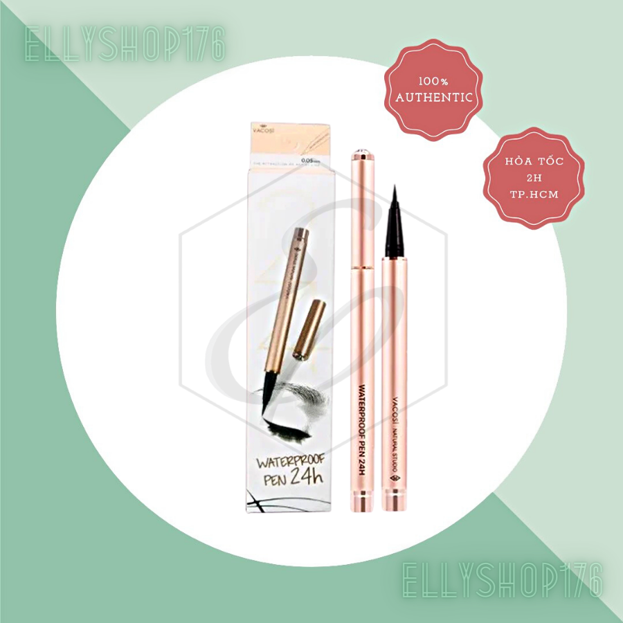Bút Kẻ Mắt Nước Sắc Nét, Lâu Trôi Vacosi 24h Waterproof Pen 0.05mm 2g - VM20